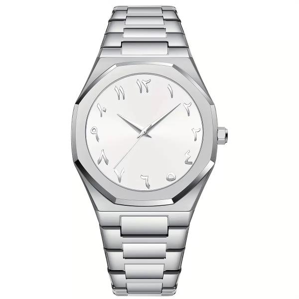 Arabic Dial Watch Ultra Thin Men′s Stainless Steel Sapphire Glass Waterproof Slim Quartz Watch