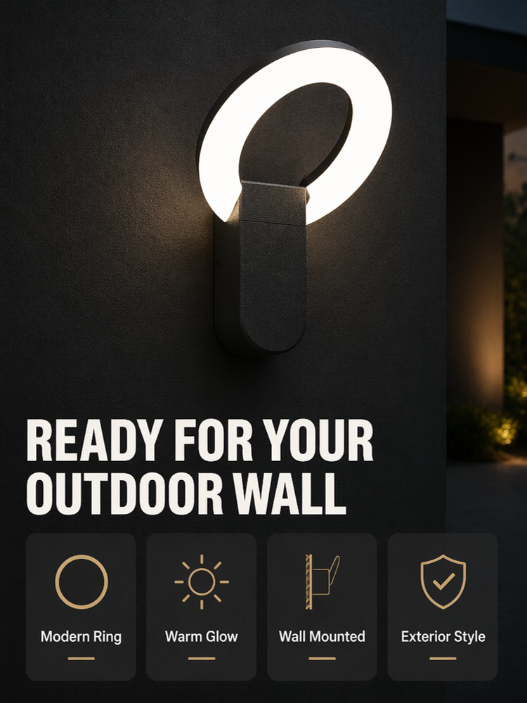 LED Outdoor Wall Sconce with Motion Sensor IP65 12W Halo Porch Light for Entryway Patio
