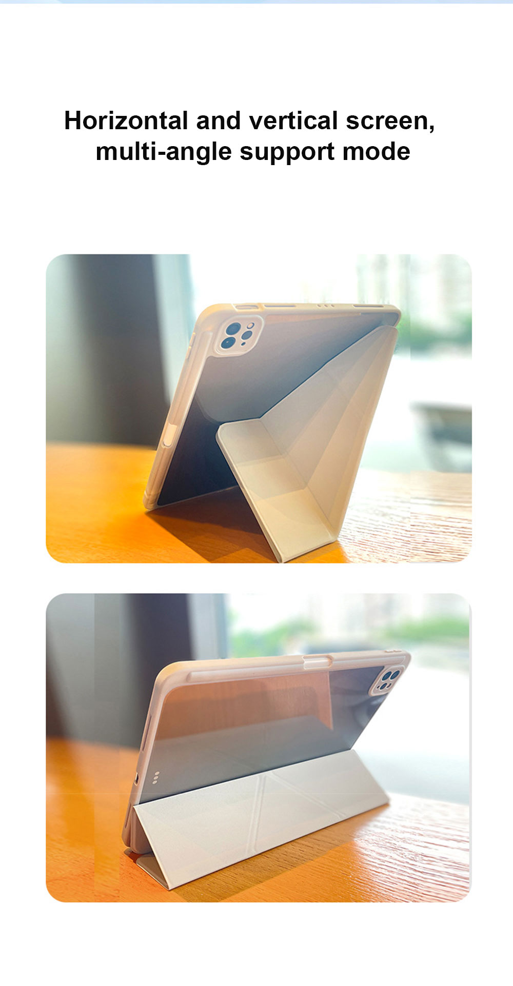 Laudtec Smart Stand PU Leather Case with Soft TPU PC Transparent Back Cover Auto Sleep/Wake for iPad Air 13 2025