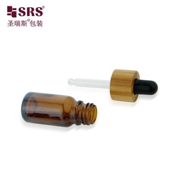Luxo Bambu Ombro Vidro Serum Facial Elegante Disponível em estoque Garrafa 10ml