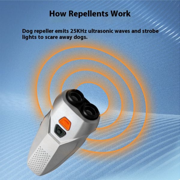 Rechargeable IP67 Waterproof Plastic Ultrasonic Dog Repeller LED Indicator Anti-Bark Control >20 Hours Battery Life Training