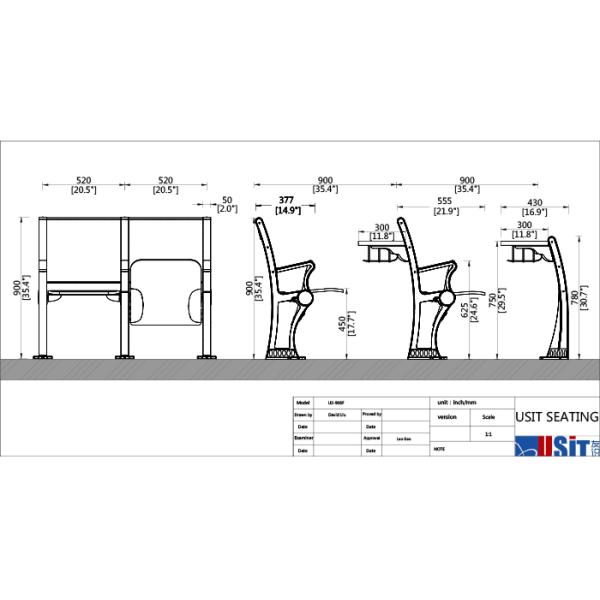 Стол студента Hall класса коллежа и мебель стула алюминиевая
