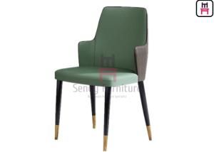 Green Color Eco-leather Upholstered Hotel Restaurant Chairs with Solid Wood Legs