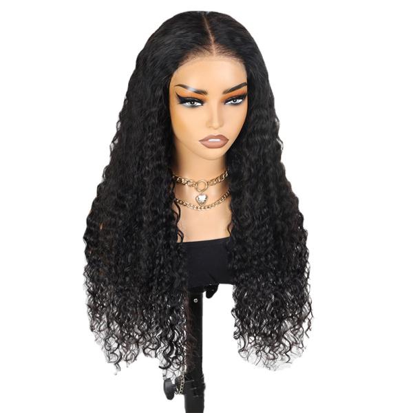 100% Human Hair Full HD Lace Bob Wigs Water Wave for Brazilian Hair in Dark Brown
