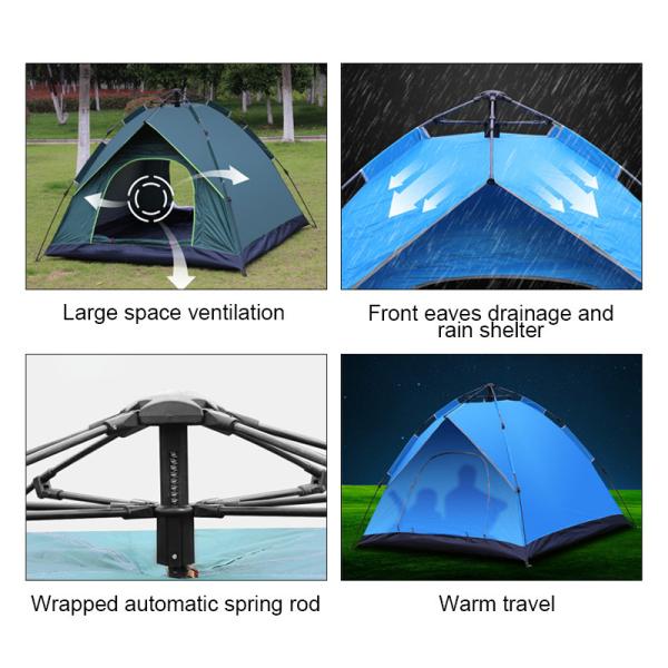 200x200x145cm Automatic Outdoor Waterproof Tents 1500-2000 Mm 190 Silver Cloth