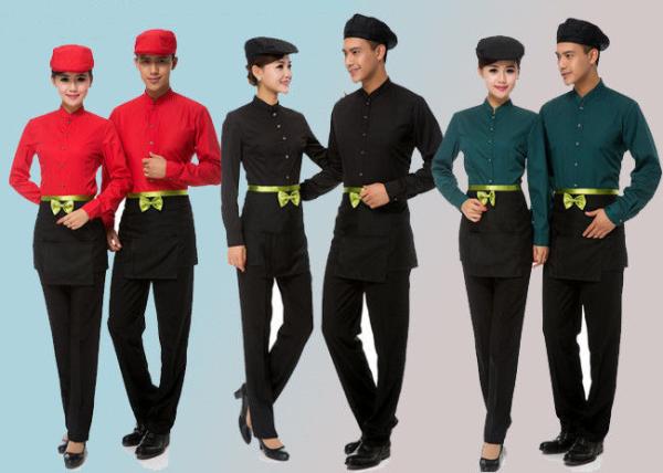 Solid Color Collar Restaurant Staff Uniform Long Sleeve With Shirt And Pants