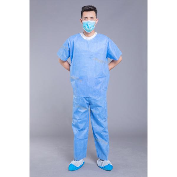 Round Neck Short Sleeve SMS Disposable Scrub Suits