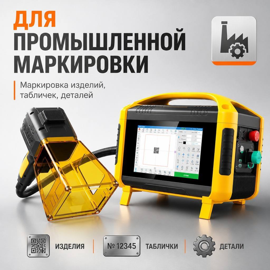 Mini Portable Fiber Laser Marker, Built‑in 8" Screen, No PC Needed, Industrial