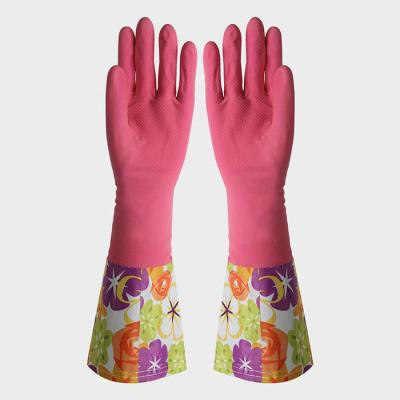 Lady Extra Long Sleeve Rubber Gloves Water Resistant For Daily Life