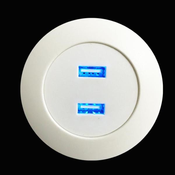 Terminal Round Black Dual Double USB Charge Socket Furniture Accessories Sofa Side Table Charger