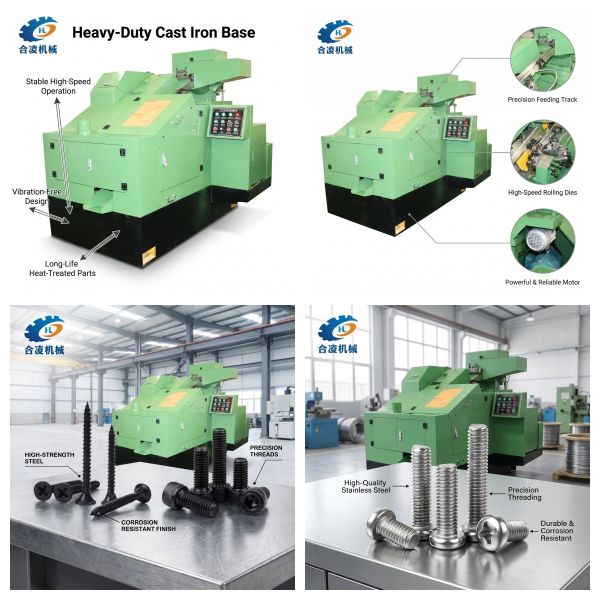 Core Motor Automatic Screw Nail Making Machine, Industrial Hardware Plant Equipment, High Efficiency Stable