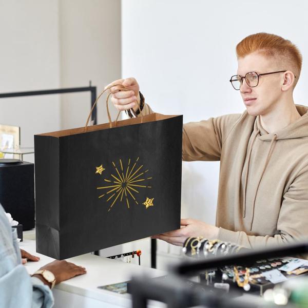 Гравюра печать плоский дно Kraft бумажные пакеты для товаров Природа одежда Покупки