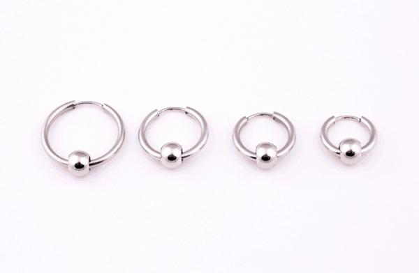 Hoop Earrings Stainless Steel Punk Men Earrings Ball Pendant Circle Ring Earring Piercing Jewelry Earrings Christmas Gif