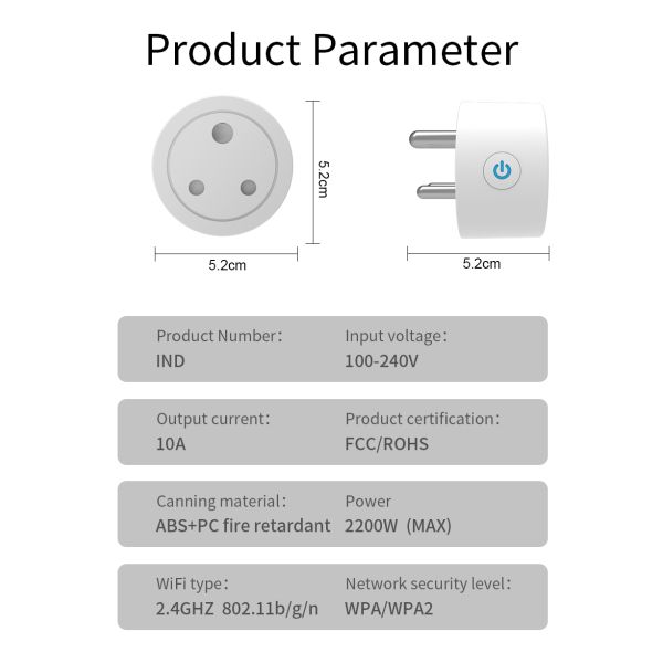 UL94 V0 Fireproof WiFi Zigbee Plug Power Meter Energy Monitor Type M