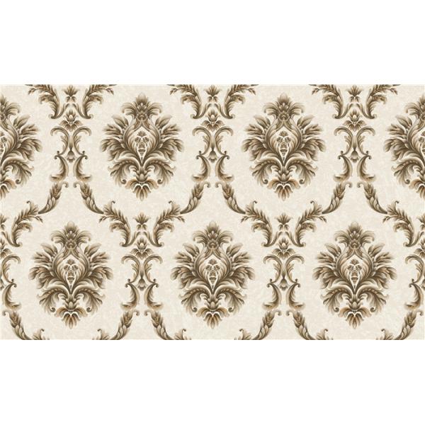 Italy Style Pvc Deep Embossed Wallpaper Waterproof With Damask Design