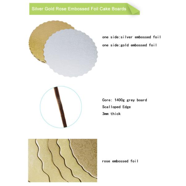 FDA 7 Inches Gold Silver Circle Cardboard Cake Board