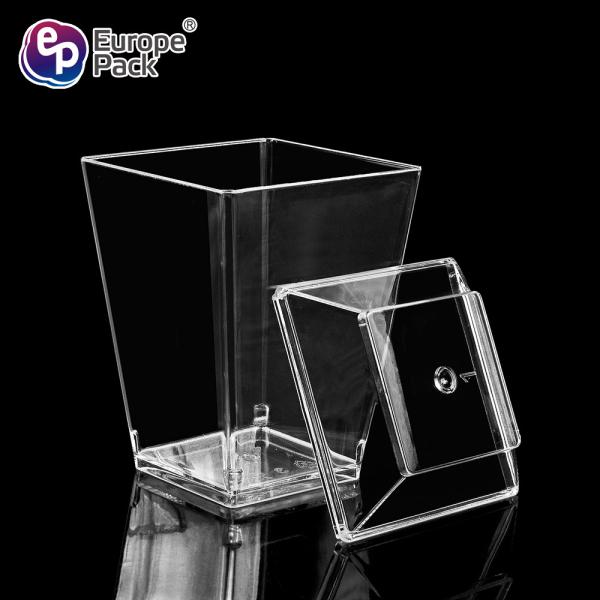 Hot sale 100% food grade 160ml square shape disposable transparent plastic yogurt cup with lid