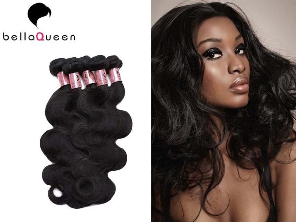 Cabelo humano peruano não processado cru de 6A Remy da onda natural do corpo preto