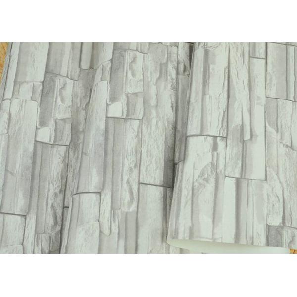 Green Color 3D Brick Effect Wallpaper for Household , PVC Brick Effect Wall Coverings