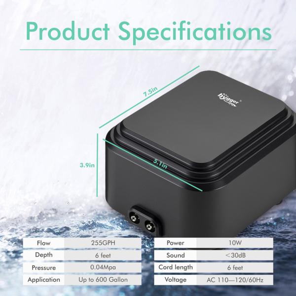 10W Dual Outlet Silent Aquarium Pum Bubbler