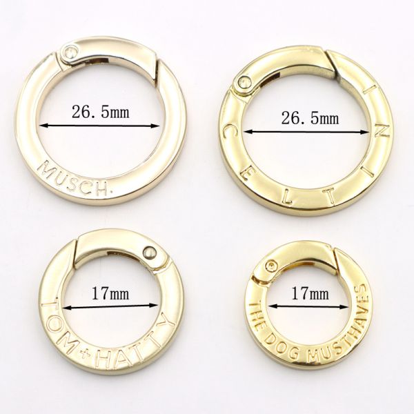 Gold Filled Round Spring Clasp 19.6mm Spring Flat O Ring Carabiner Open for HandBags Accessories
