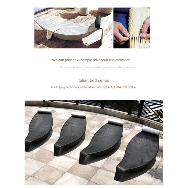 Modern Villa Beach Lounger Swimming Pool Leisure Chair PE Rattan Lounge Bed