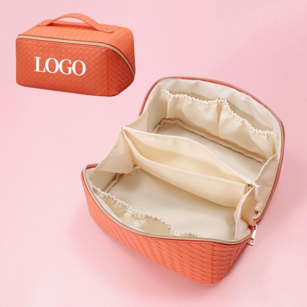 Customized New Arrival Luxury Portable Pu Large White Leather Travel Toiletry Storage Makeup Cosmetic Bags With Logo