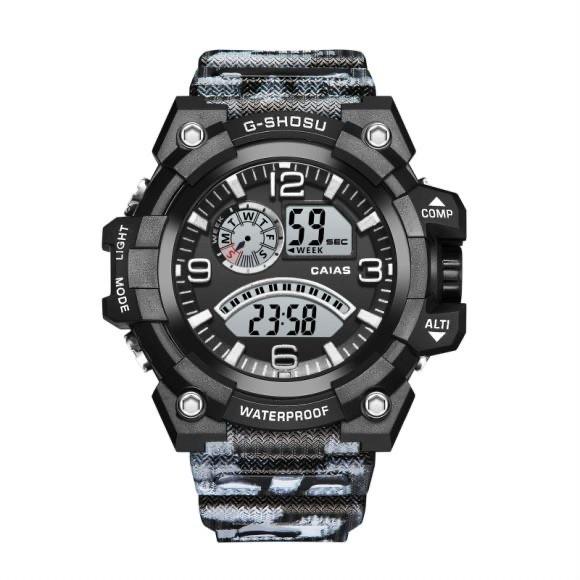 Relógio esportivo para homens Alarme luminoso Relógio eletrônico Camuflagem Relógio digital