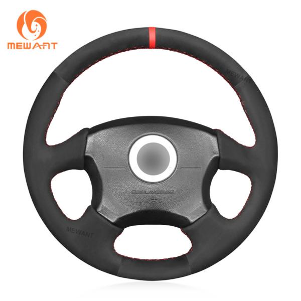 Custom Hand Stitching Black Soft Suede Steering Wheel Cover for Subaru Impreza WRX STI 2002 2003 2004