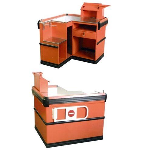 Multifunction Supermarket Cashier Desk Table , Glossy Stainless Steel Checkout Counter