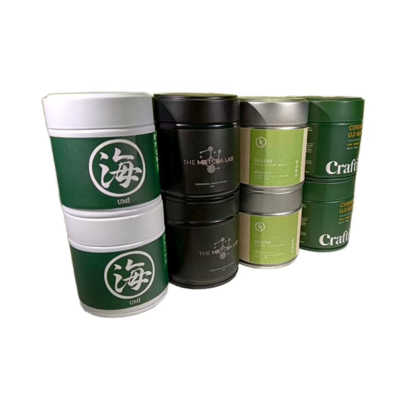 30g 50g 100g Matcha Tea Cans Tinplate Metal  For Beverage Matcha Tea Tin Can Boxes