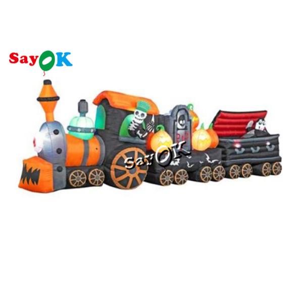 9 футов осветили поезд хеллоуина раздувной с оформлением двора тыквы призрака котят белым