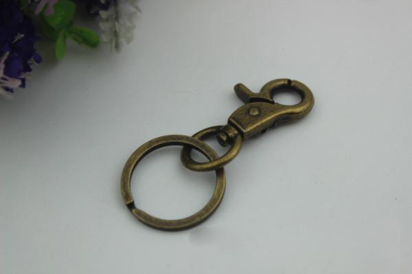 RLOVE design zinc alloy 18 mm spring trigger rose gold metal snap hook with key ring