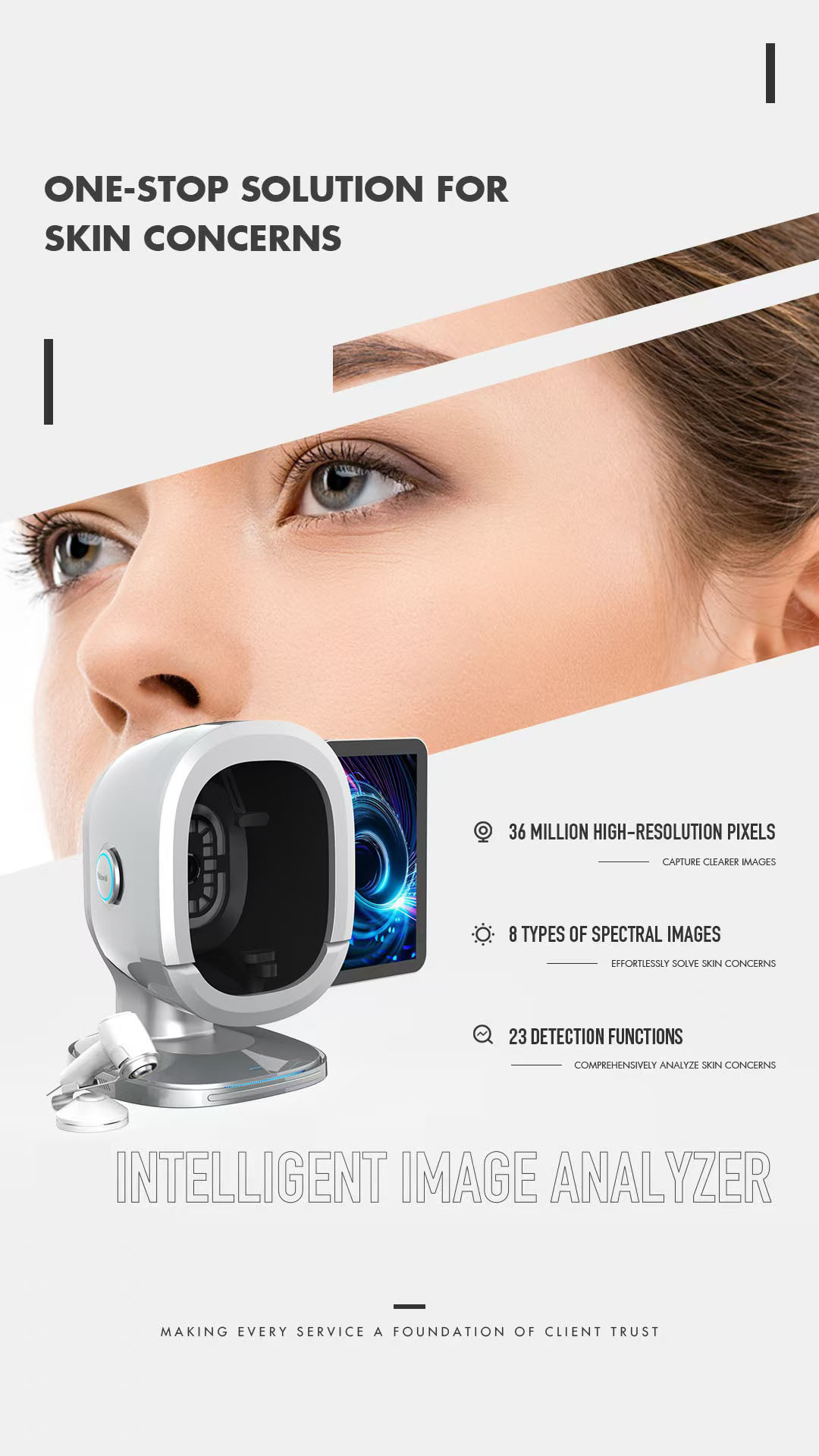 Одноостановка всевозможный цифровой 3D Al цифровой тестер анализатор изображения кожи