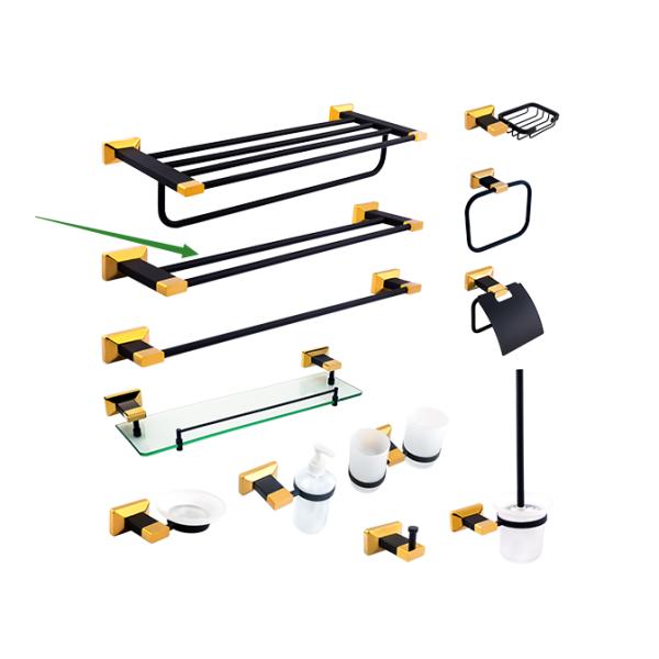 Аксессуар для ванной из массивной латуни Двойная полотенца для ванной с золотым покрытием