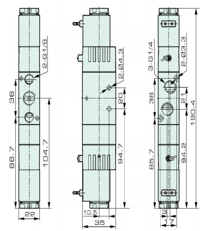Вымотайте двойной пилотный главный клапан цилиндра воздуха/клапан 4В230-08 соленоида пневматический