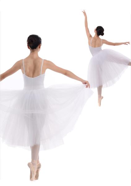 The adult professional performance long ballet tutu dress with 5 layers of high-quality tulle