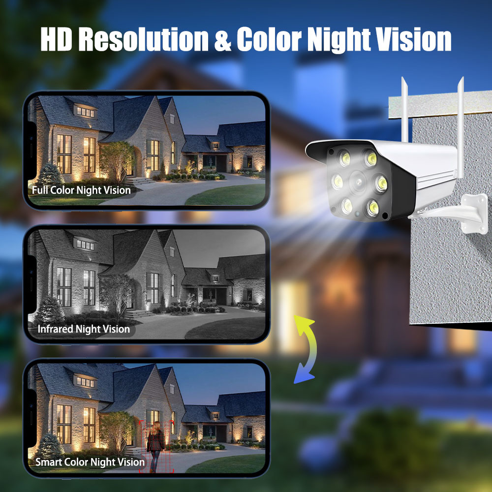 3MP/5MP Outdoor WiFi Security Camera, Bluetooth One‑Key Connection, Two‑Way Audio, IR & Spotlight Full‑Color Night Vision, Smart Human Detection, App & PC Remote Monitoring
