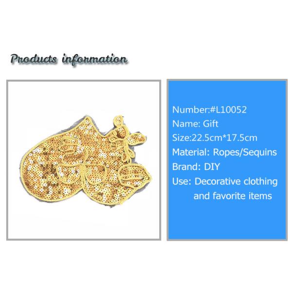Christmas Sew On Embroidered Patches Golden Well Designed Sequin Popular For Gift