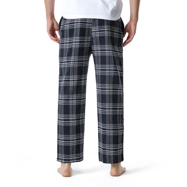 Polyester Fabric Men's Plaid Home Pants with Regular Fit Design and Comfort