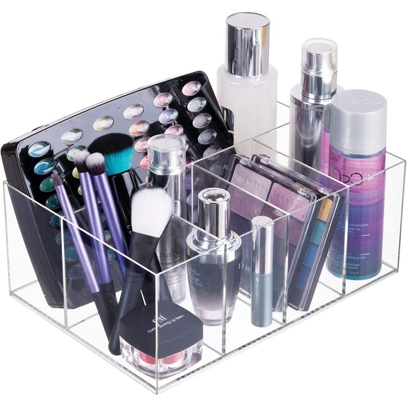 Modern Transparent Plastic Storage Case with Compartments for Beauty Products Toiletries and Personal Items