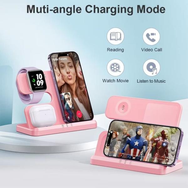 Зарядная станция 3 в 1 для iPhone, беспроводное зарядное устройство для iPhone 15 14 13 12 11 X Pro Max & Apple Watch - Беспроводное зарядное устройство