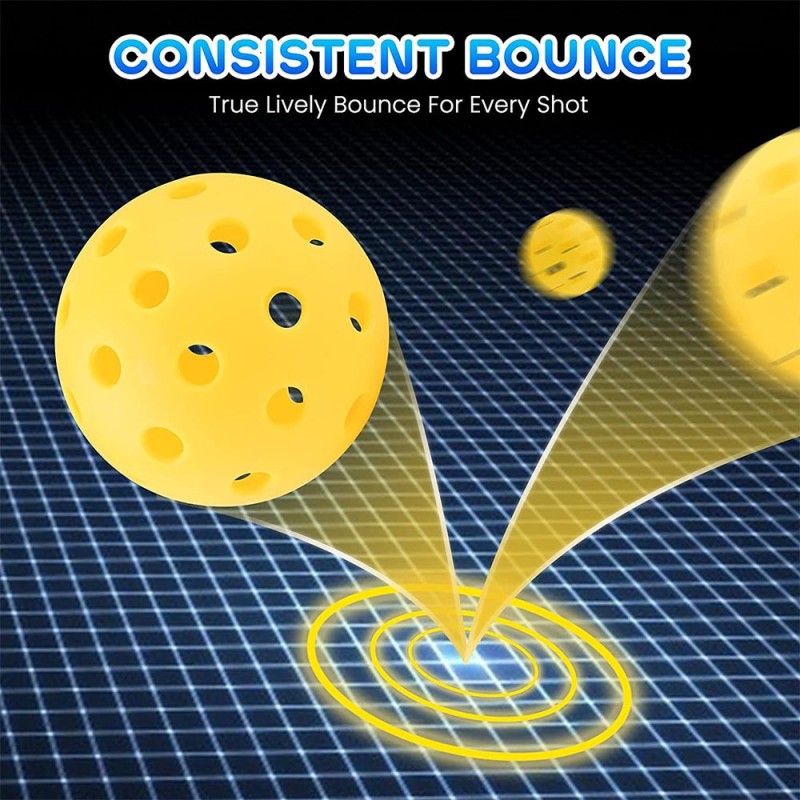 Durable 40-Hole & 26-Hole Pickleball Balls with Eco-Friendly Material and 12-Inch Yellow Size for Children's Training