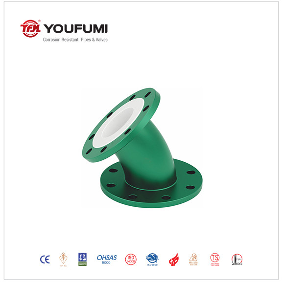 straight PTFE Lined Elbow ASTMF 1545 , SS304 Lined Pipe Fittings