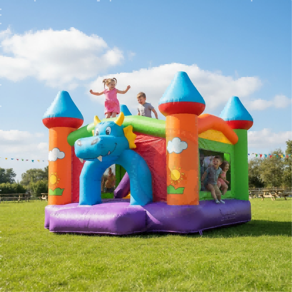 Cartoon Hippo Inflatable Bouncer Custom Animal Theme Bounce House Inflatable Castle for Kids Birthday Party Outdoor Playground