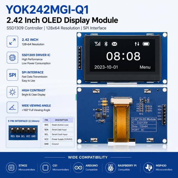 2.42 Inch OLED Display Module High Contrast 128 * 64 OLED Display For Arduino Raspberry Pi STM32