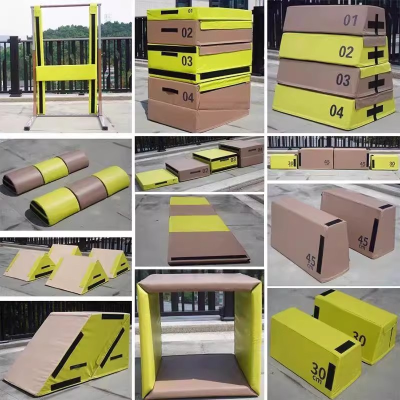 Complete Set of Children's Parkour and Physical Fitness Training Equipment, Sensory Integration Aids, and Parkour Barrier Set