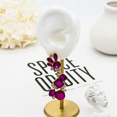 Chunky Stainless Steel Gold Clip em senhoras Opal Earrings vermelho dos brincos
