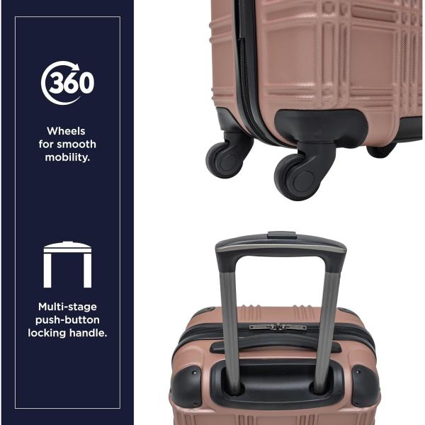 Bagagem de viagem leve e resistente, de quatro rodas, de ouro rosa, de 24 polegadas.