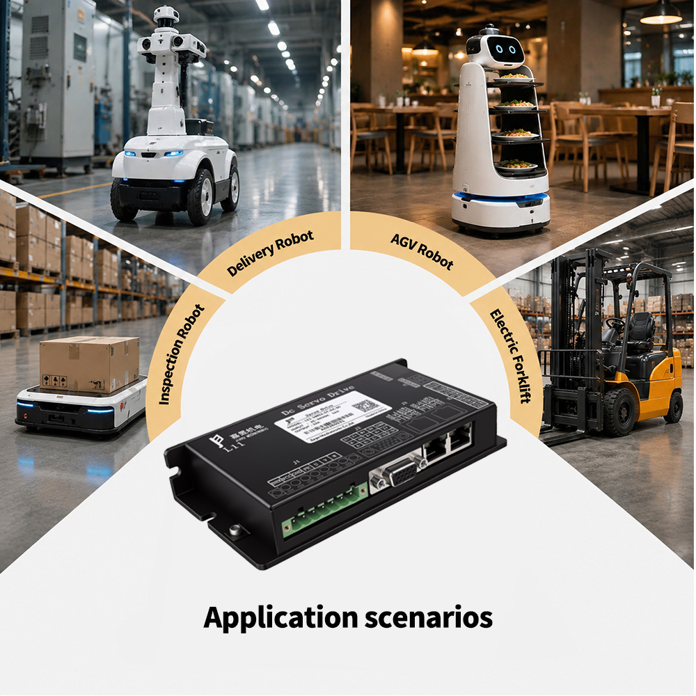 24-60V 12A DC Servo Drive 2500 Line Incremental Encoder RS232 RS485 CAN  Overload Applicable to AGV electric forklifts